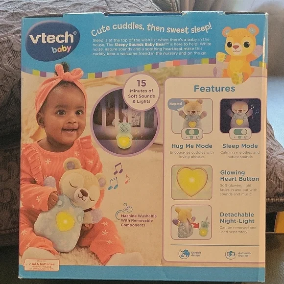 Sleepy Sounds Baby Bear - Cream and Purple - Picture 6 of 9